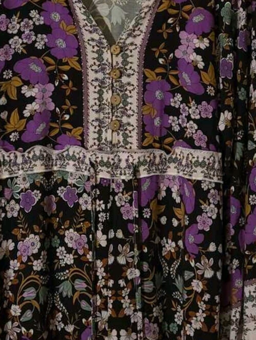 Purple Floral Boho V-Neck Peasant Romper - Picture 15 of 16
